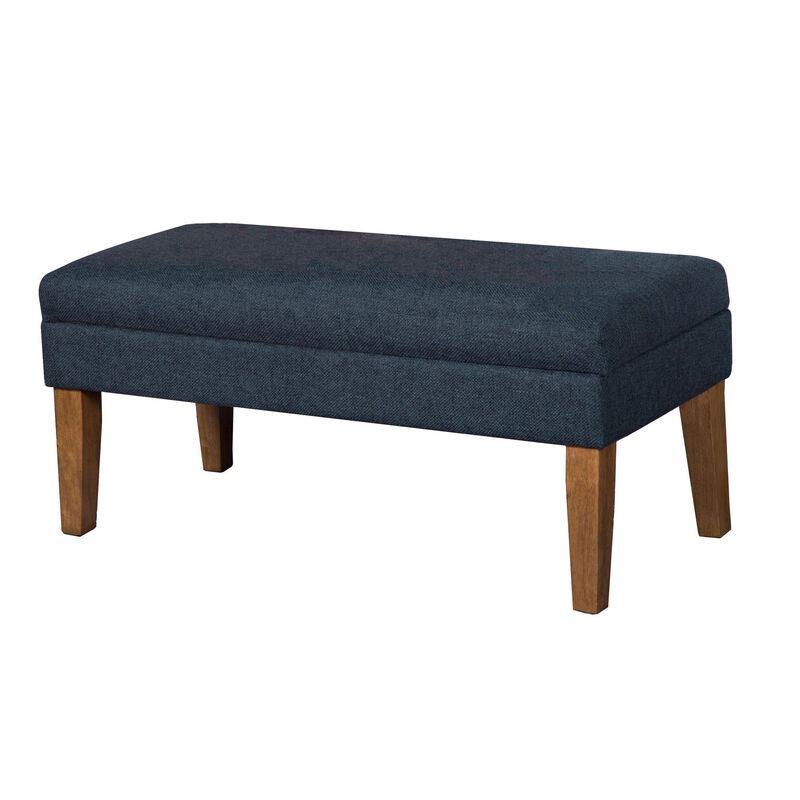 Fabric Upholstered Wooden Bench with Lift Top Storage, Navy Blue image number 2