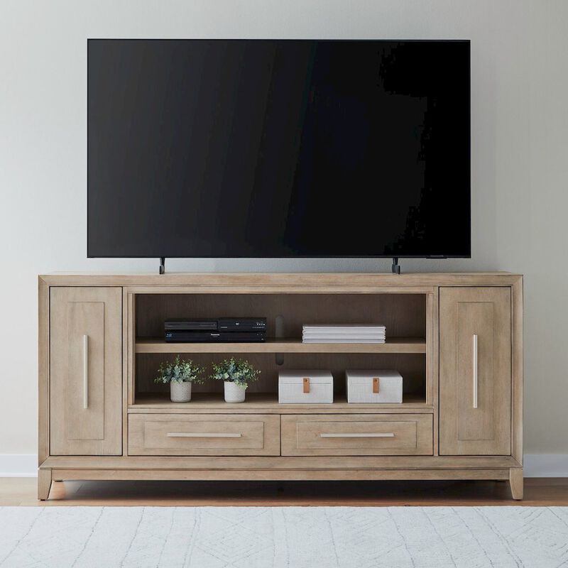 Liberty Furniture Brentwood 80 Inch TV Console for Living Room  - Sandstone Oak image number 8