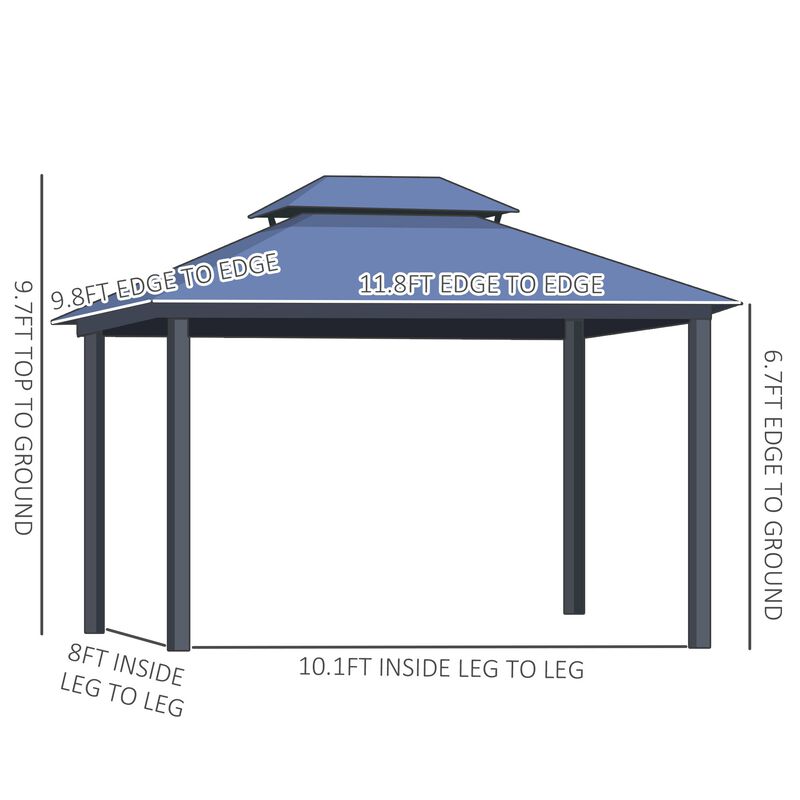 Grey Garden Structure: 10x12 Hardtop Gazebo with 2-Tier Roof