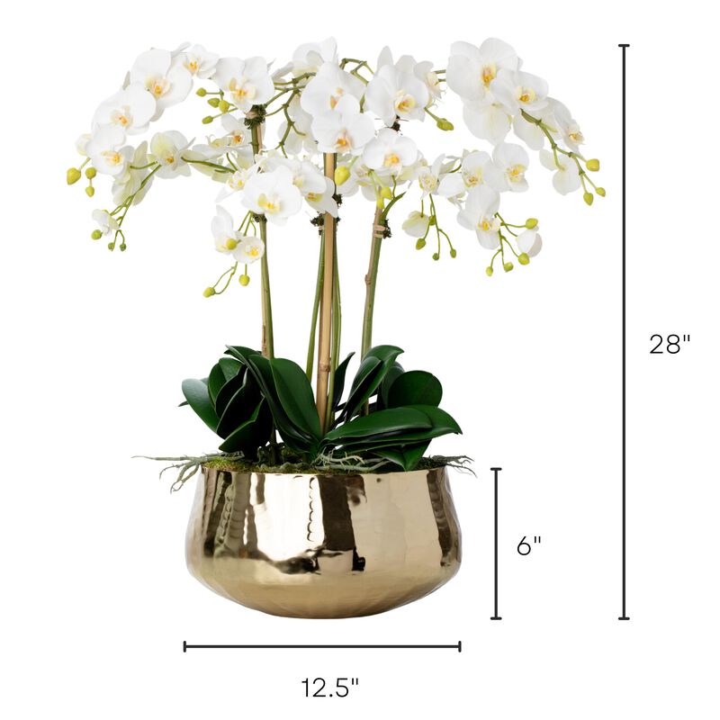 Faux Orchid Arrangement With White Orchids- 26"