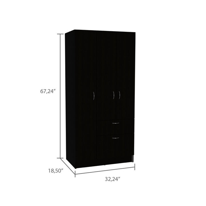 Meredith 1-Drawer Rectangle Armoire Black Wengue and White