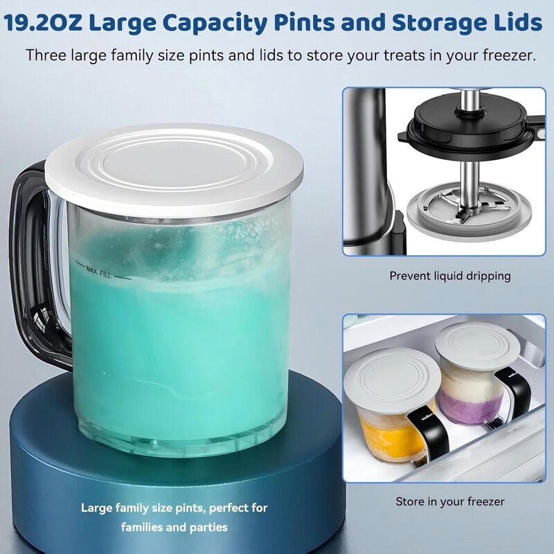 Ice Cream Maker, 12-in-1 Automatic Ice Cream Machine with Mix-in Function, 10 One-Touch Programs, One-Touch Storage, Dishwasher-Safe, 3 Pint Cups image number 7