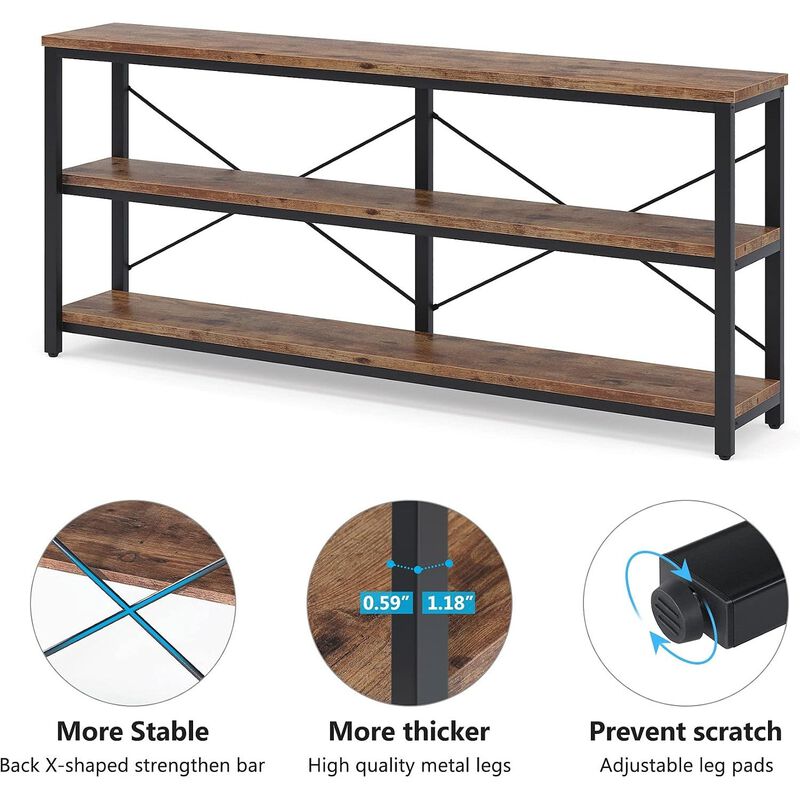 Tribesigns Classic 3-Tier Wood Console Table with Metal Frame image number 6