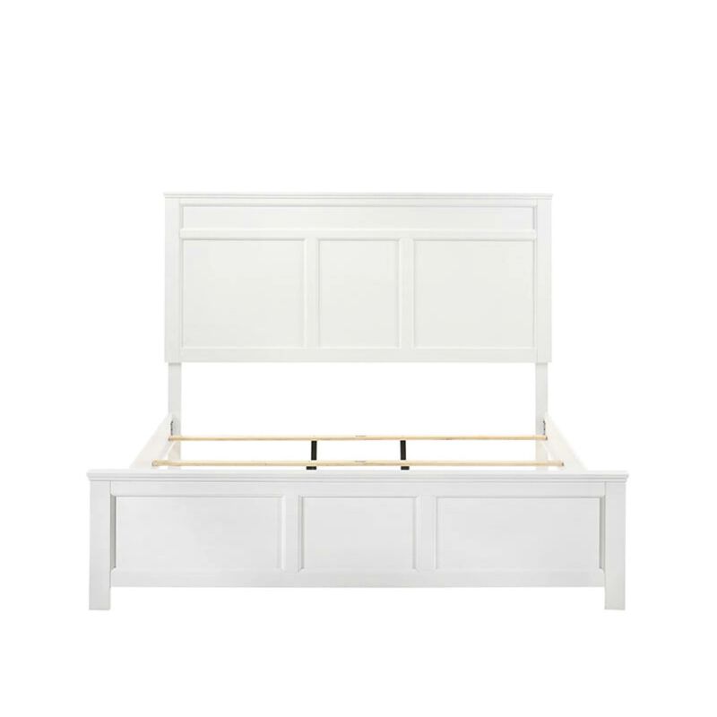 Aver King Size Bed, Transitional Carved Panel Design, White Wood Finish - Benzara image number 2
