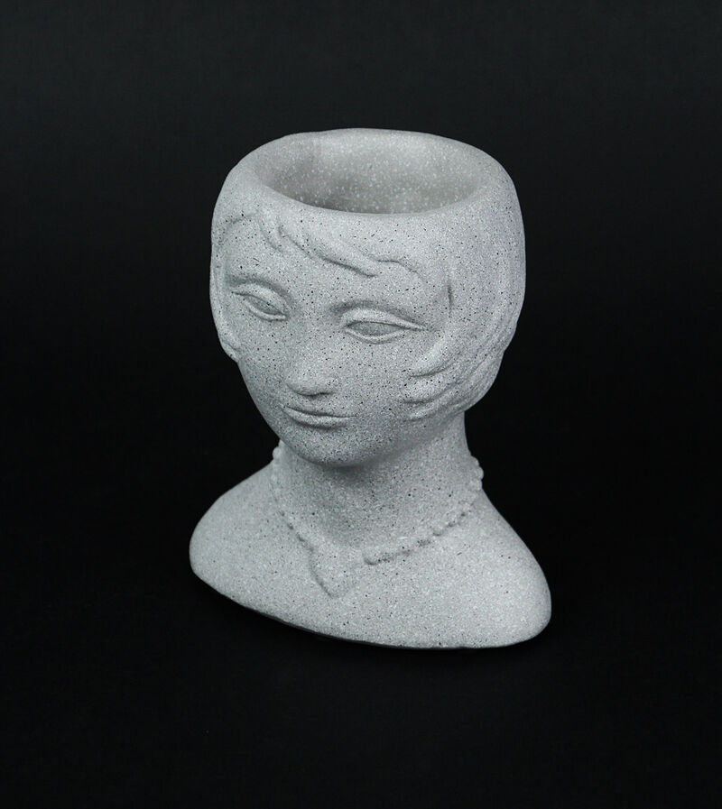 Set of 2 Roaring 20's Flapper Lady Gray Concrete Head Mini Planter 6 Inches Tall image number 1