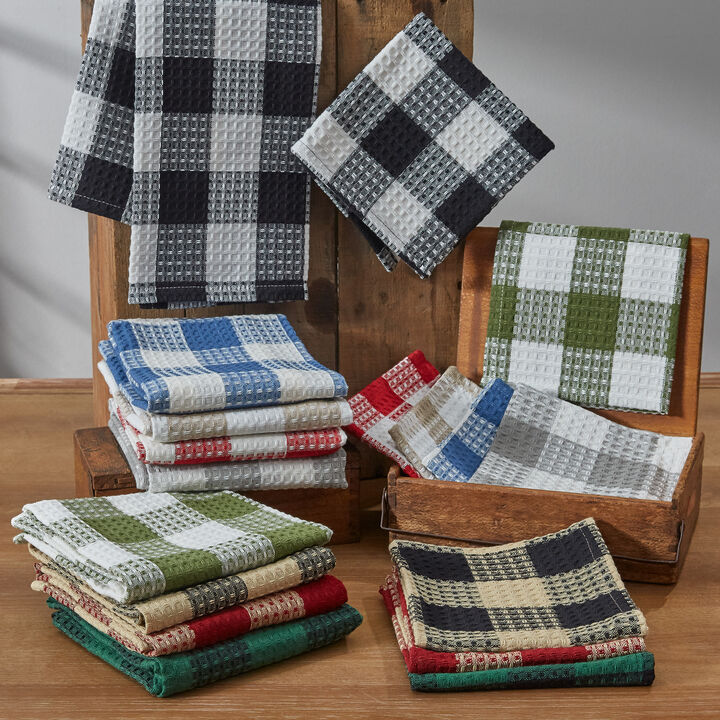 Park Designs Buffalo Check Waffle Dishtowel - Black & Cream