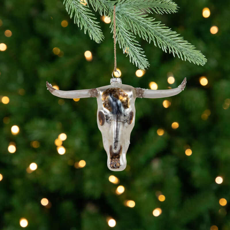 5.5" Longhorn Glass Christmas Ornament image number 1