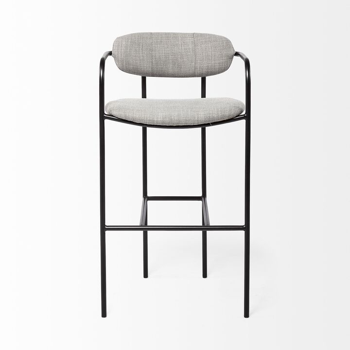HomeRoots 29" Gray And Black Fabric And Steel Bar Height Bar Chair