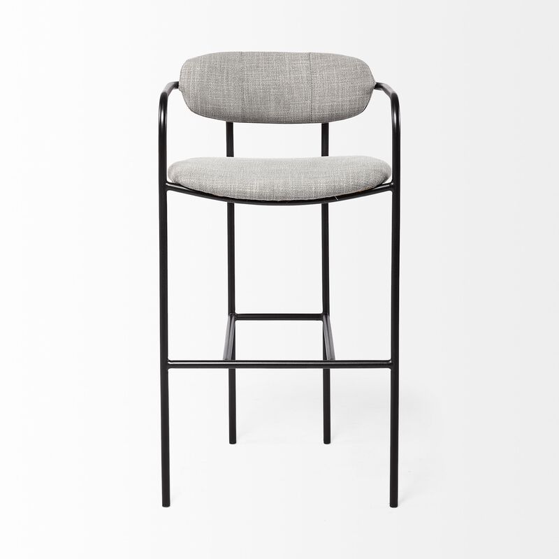 HomeRoots 29" Gray And Black Fabric And Steel Bar Height Bar Chair image number 0