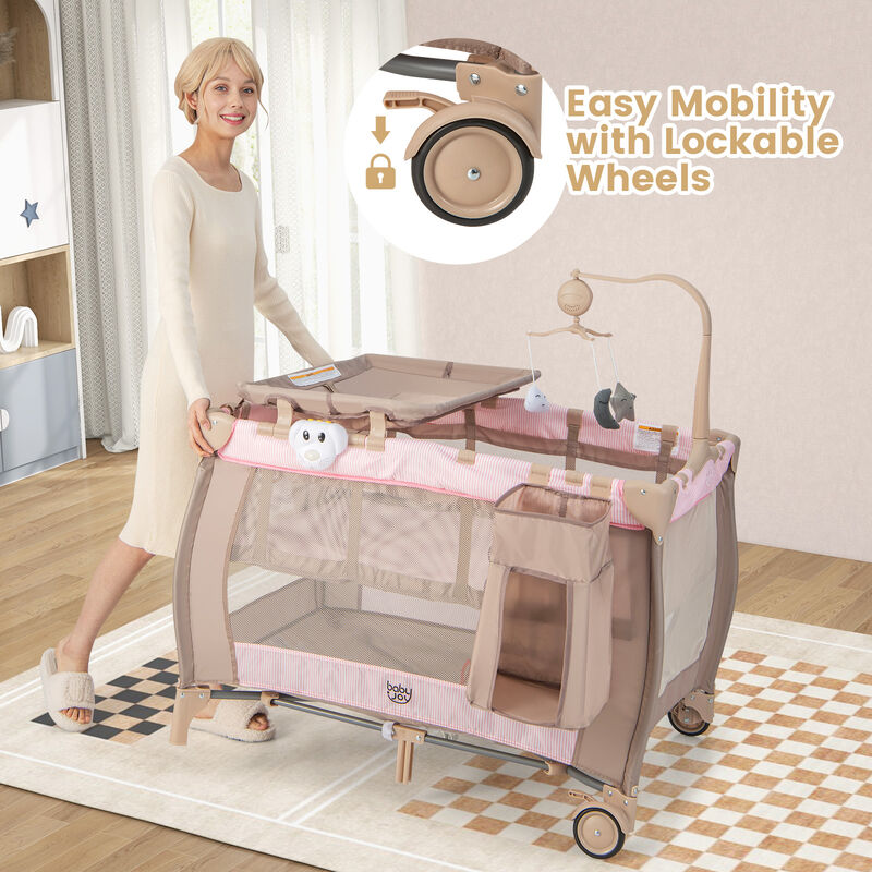 Portable Baby Playard with Changing Table Bassinet and Music Box