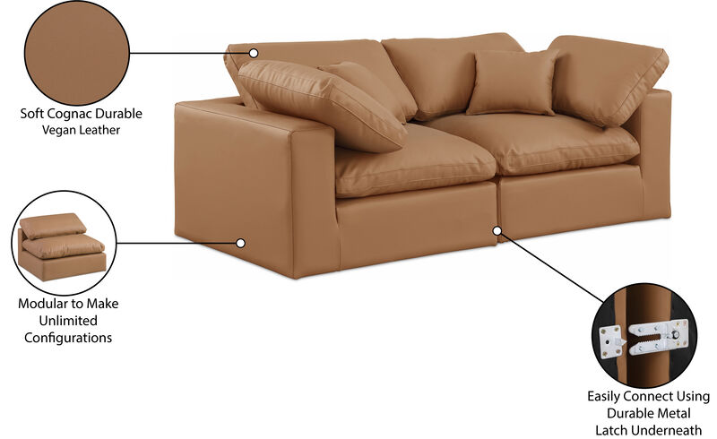 Meridian Furniture Comfy Cognac Vegan Leather Modular Sofa