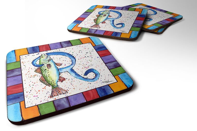 Caroline's Treasures 8441-RFC Beach and Seafood Foam Coasters (Set of 4), 3.5 H x 3.5 W, Multicolor