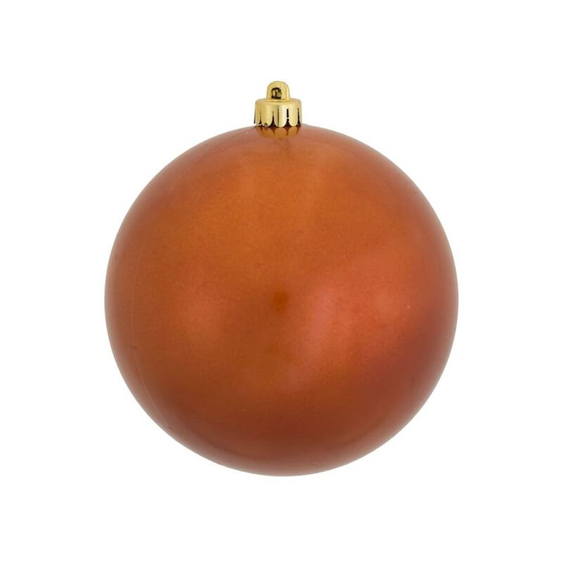 Vickerman 393772 - 4.75" Burnished Orange Candy Ball Christmas Tree Ornament (4 pack) (N591218DCV) image number 0