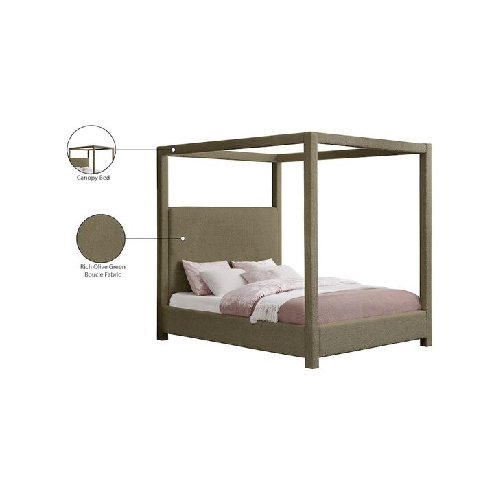 Meridian Furniture Eden Olive Boucle Fabric King Bed