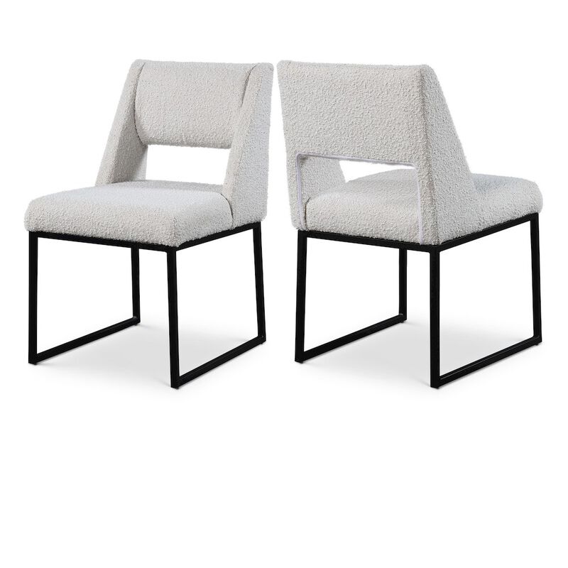 Meridian Furniture Jayce Cream Boucle Fabric Dining Chair, Set of 2