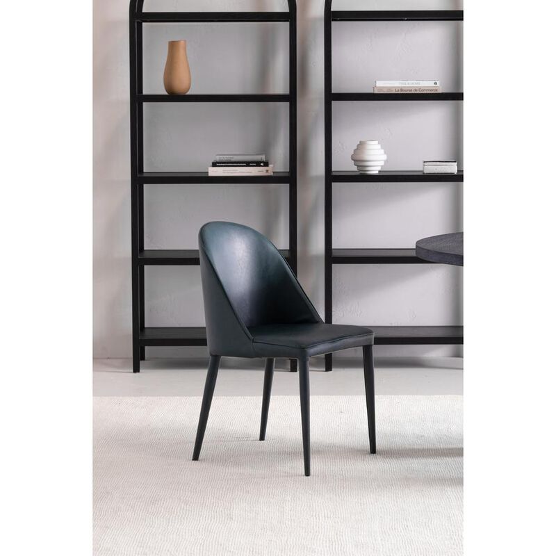 Moe's Home Collection Burton Dining Chair Dark Teal Vegan Leather-Set Of Two