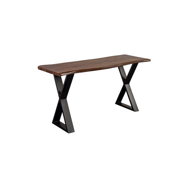 Porter Designs Manzanita Live Edge Solid Sheesham Wood Console Table, Brown