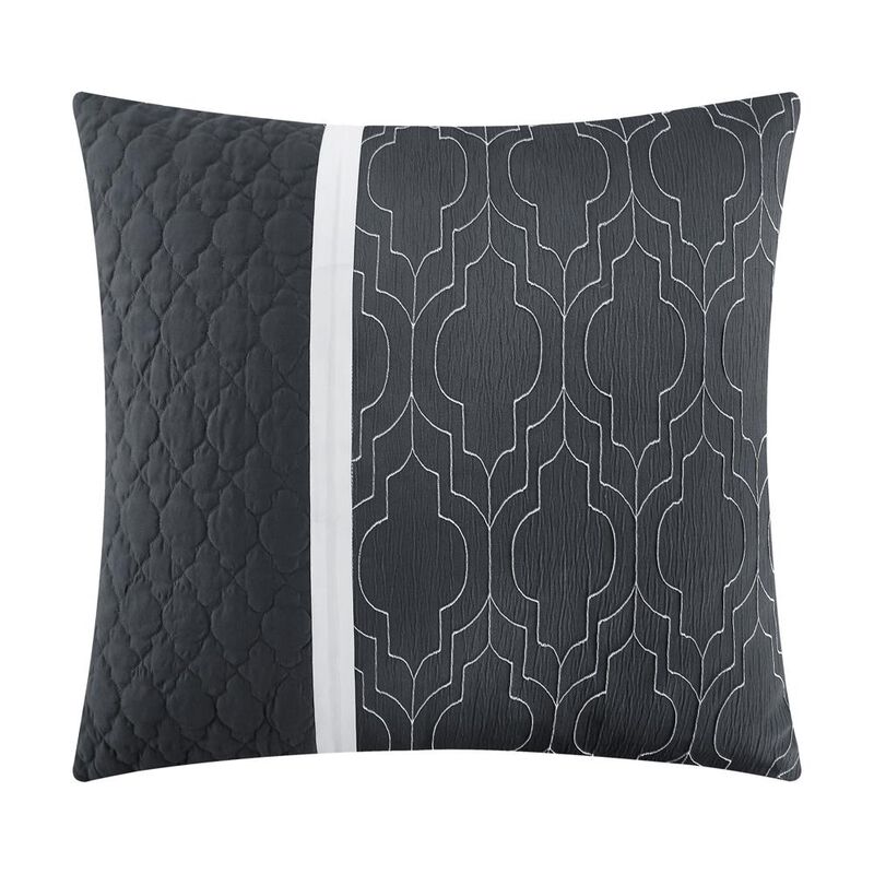 Chic Home Arlow Comforter Set Jacquard Geometric Quilted Pattern Design Bed In A Bag Grey, Queen