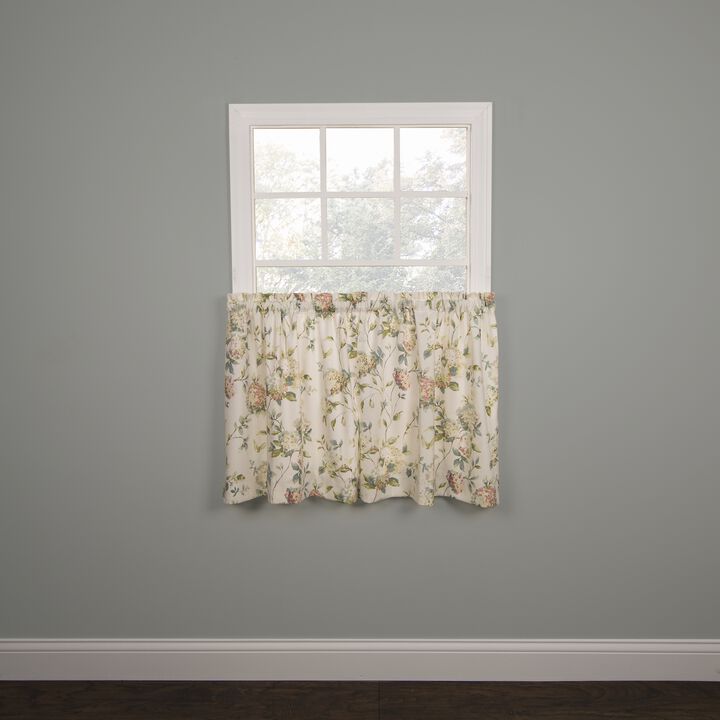 Ellis Curtain Abigail Design Printed Room Darkening Window Rod Pocket Pair Set With 2 Tiers - 2-Piece - 56x36", Multi