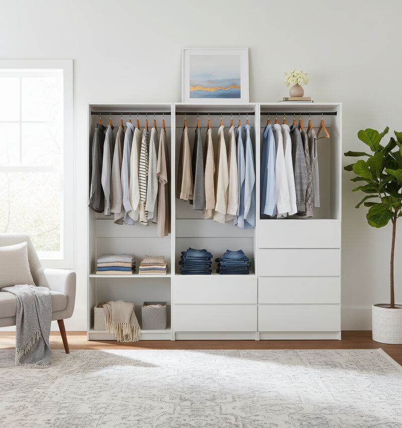 Prosper White Freestanding Walk in Wood Closet System