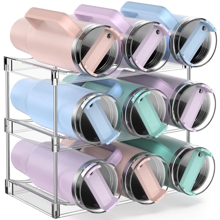 HAILMAJOR Upgraded Larger Water Bottle Organizer for Stanley 40 oz Tumbler with Handle, Stanley Cup Organizer for Cabinet, Kitch