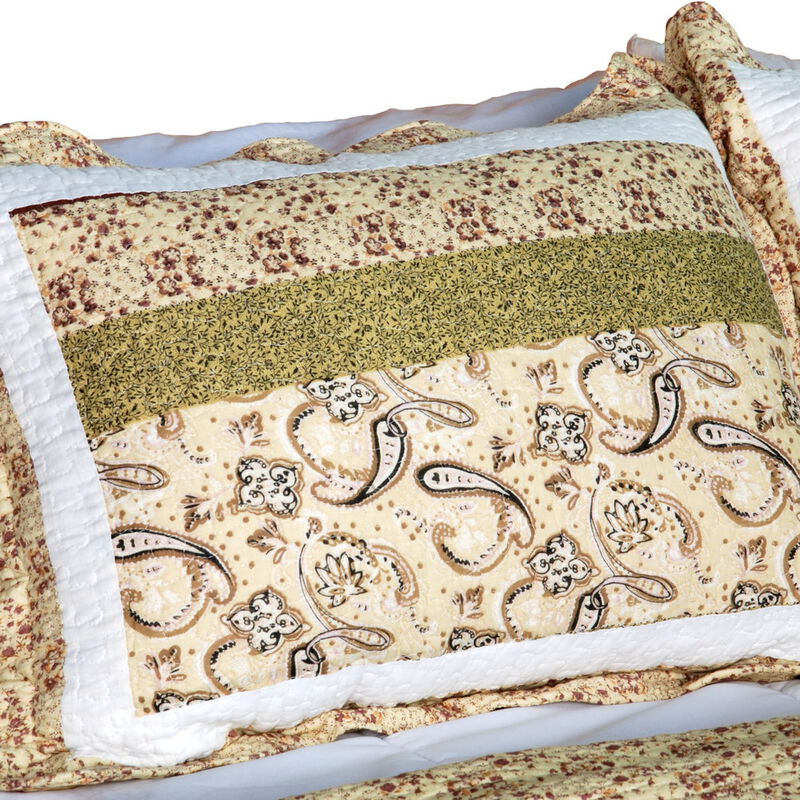 Cotton Vermicelli Quilted Printed Quilt Set 3 Piece Queen Size Soft Bed Cover Set image number 3
