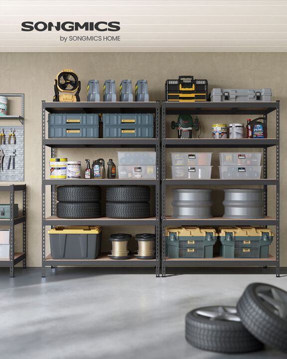 5-Tier Storage Shelves Set of 2 – Durable Metal Racks for Home, Garage