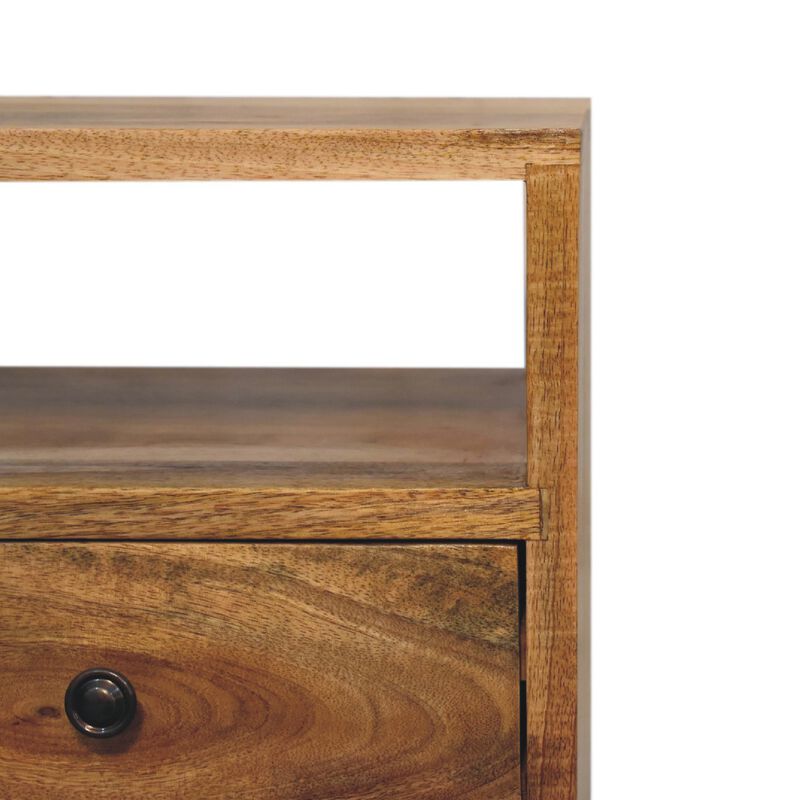 Mini Oak-ish Classic Open 2 Darwer Solid Wood Nightstand