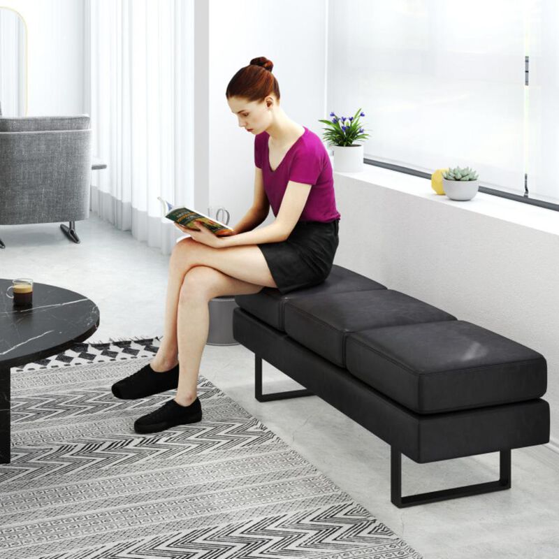 Hivvago Waiting Room Bench Seating Long Bench with Metal Frame Leg