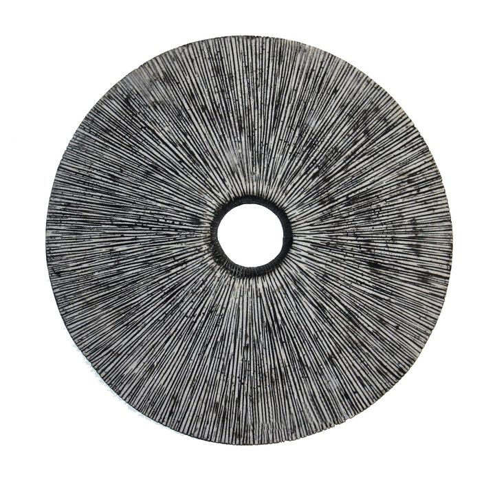 HomeRoots 30" X 30" Contemporary Grey Round Rib Wall Art
