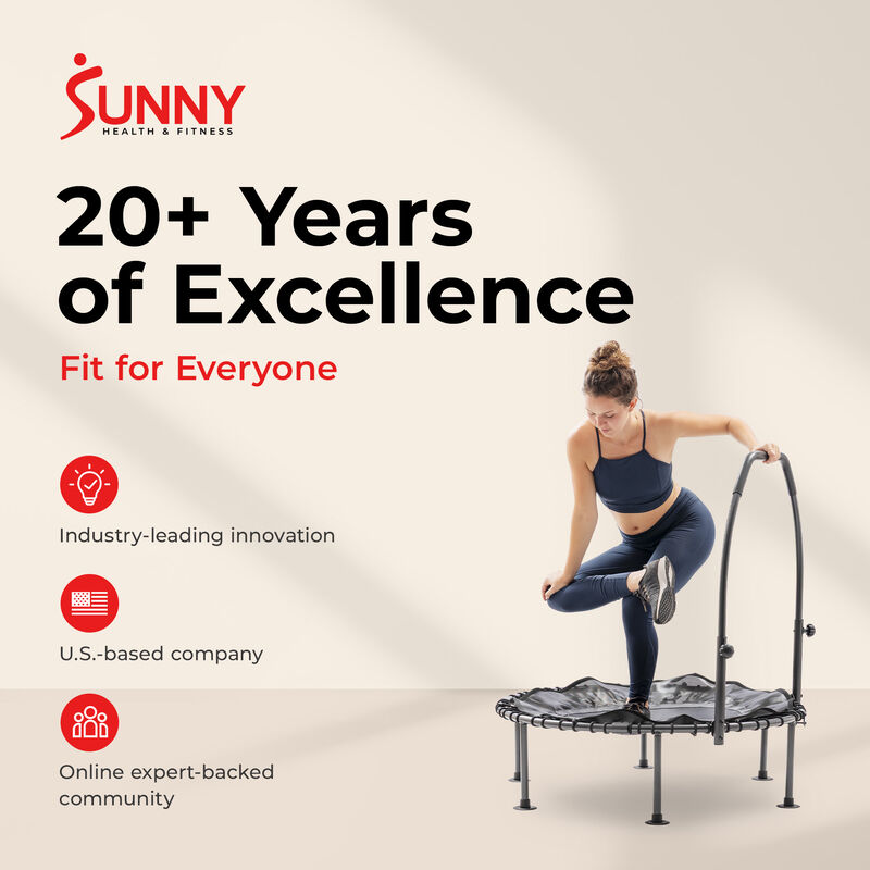 Sunny Health & Fitness Active Quiet Fitness 40" Trampoline with Adjustable Stability Handlebar image number 8