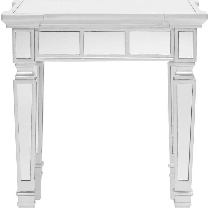 Hivvago 24 Inch Silver Glass Square End Table