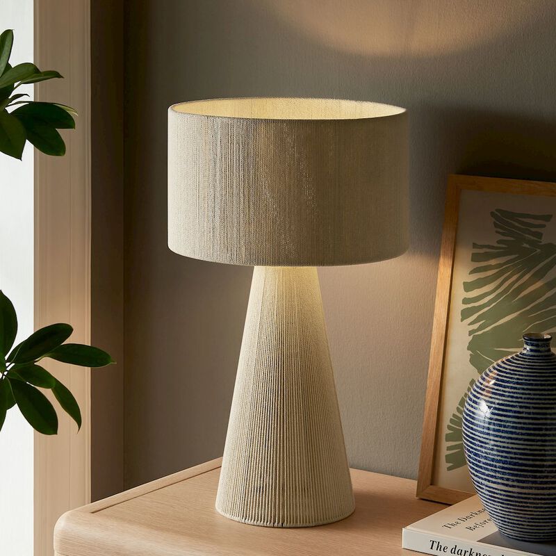 Gia Handwoven Cotton Thread Striped or Plain Table Lamp image number 8