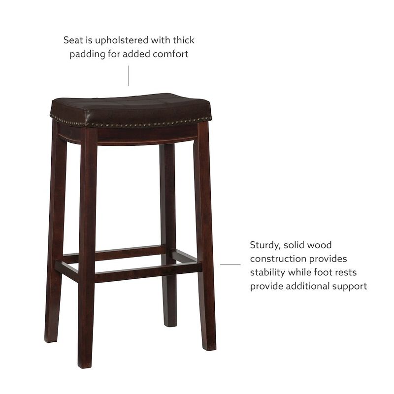Linon Classic Bar Stool with Faux Leather Padded Seat image number 6