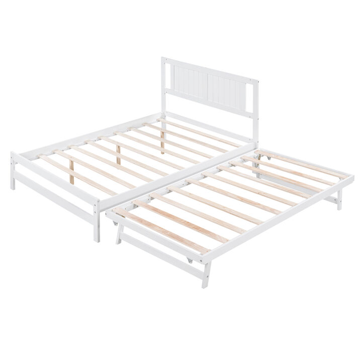 Merax Platform Bed with Adjustable Trundle