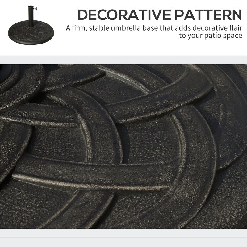 Ornate Parasol Anchor: 22" Round 42lb Bronze Resin Base for Garden Umbrellas