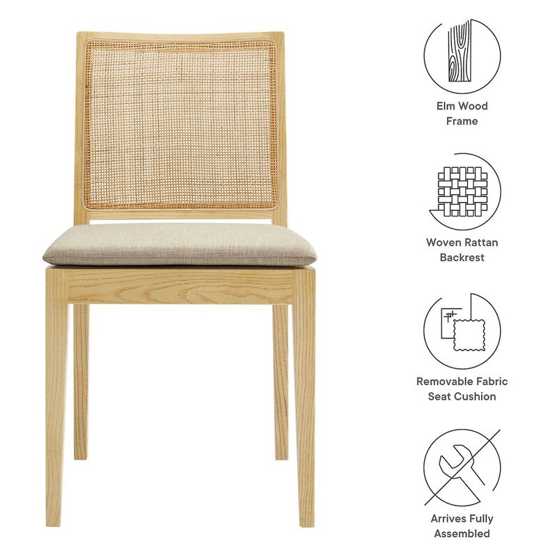 Ovard Wood and Rattan Dining Chair image number 2