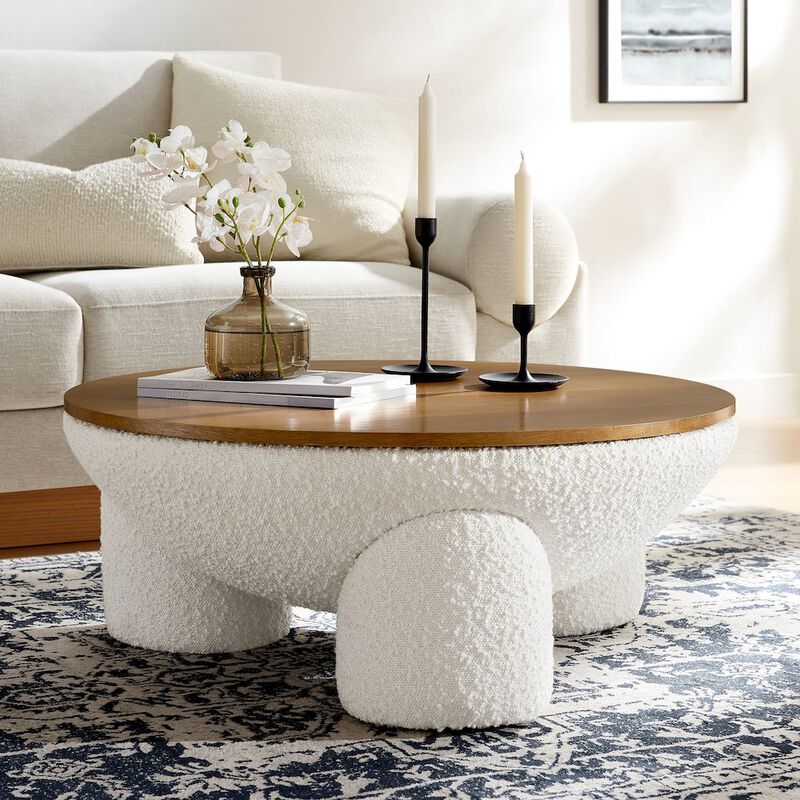 Modway Tridome Round Boucle Upholstered Storage Coffee Table