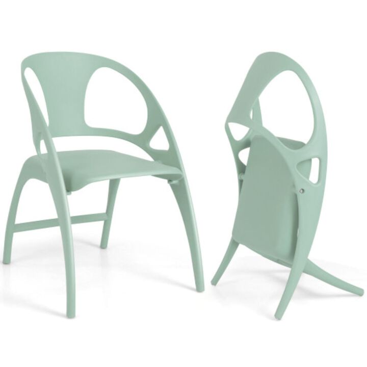 Folding Dining Chairs Set of 2 with Armrest and High Backrest