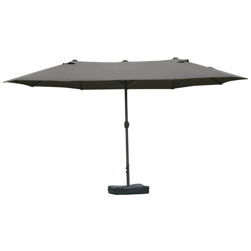 Dark Gray Patio Shade: 15ft Rectangular Double-Sided Market Umbrella