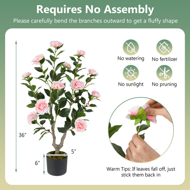 Faux Camellia Flower Tree with Lifelike Blooming Flowers image number 2