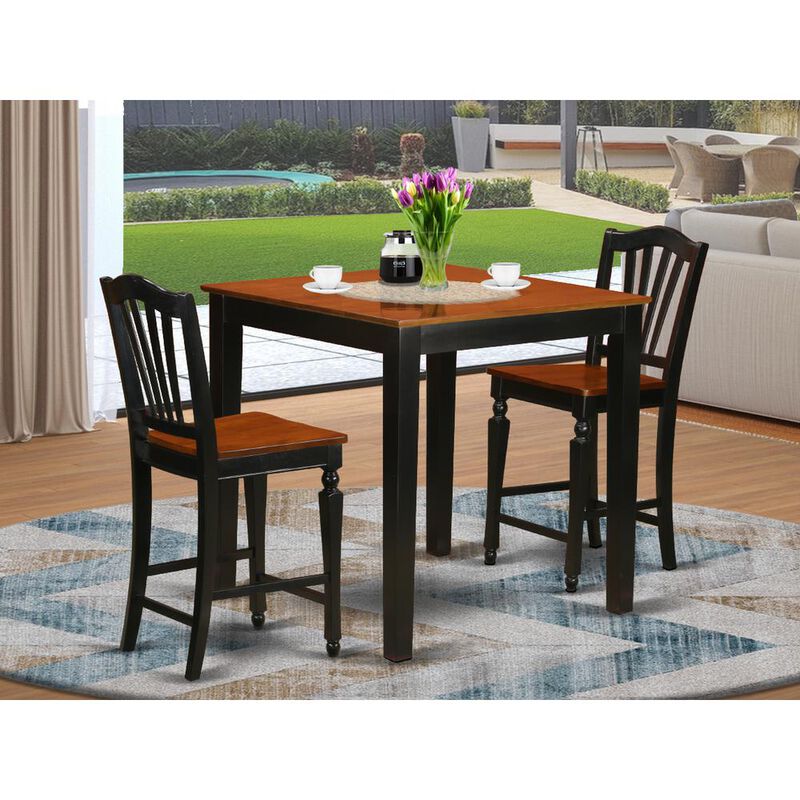 East West Furniture 3  Pc  counter  height  Dining  room  set-pub  Table  and  2  Kitchen  Chairs.
