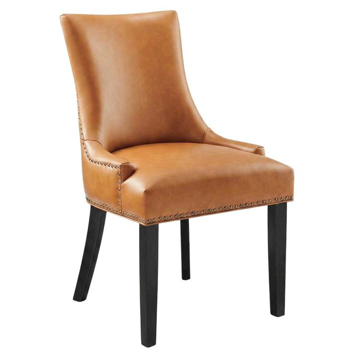 Vegan Leather Upholstered Dining Chair for Kitchen or Dining Room, Tan