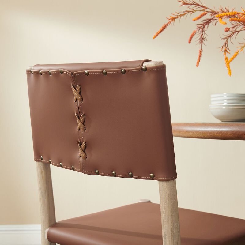Dover Wood Vegan Leather Dining Side Chairs Set of 2 image number 9