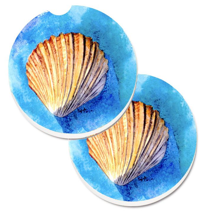 Caroline's Treasures Shells Set of 2 Cup Holder Car Coasters 8009CARC, 2.56, Multicolor
