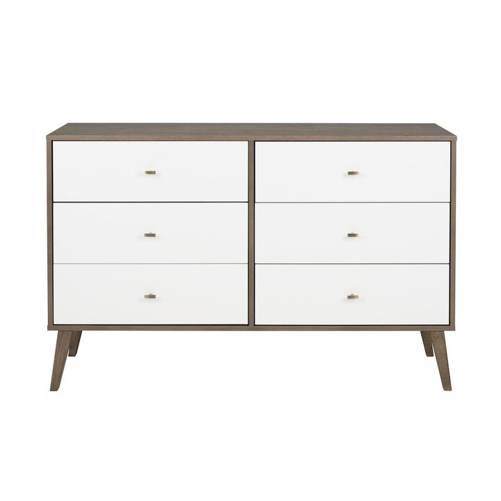 Prepac Milo 6-drawer Dresser, Drifted Gray and White