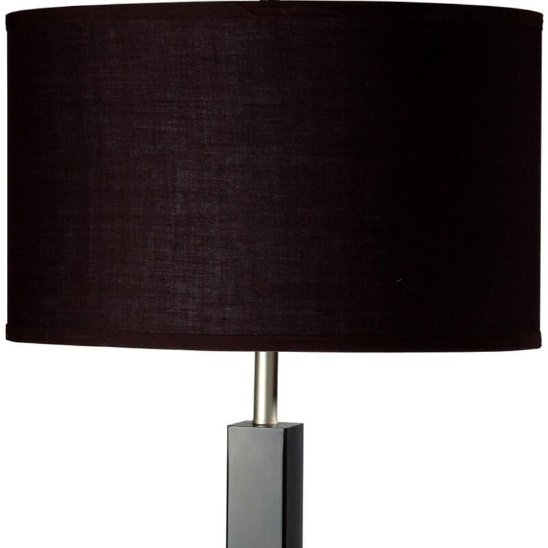 Hivvago 30" Black Polyresin Table Lamp With Brown Classic Drum Shade