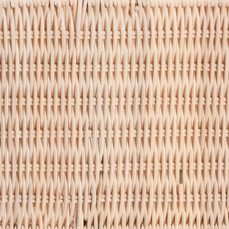 bali & pari Creusa Natural Rattan Wall Shelf - 3-Tier Decorative Storage Rack with Arched Frame and Woven Bow Accent, Boho Coastal Display Shelf