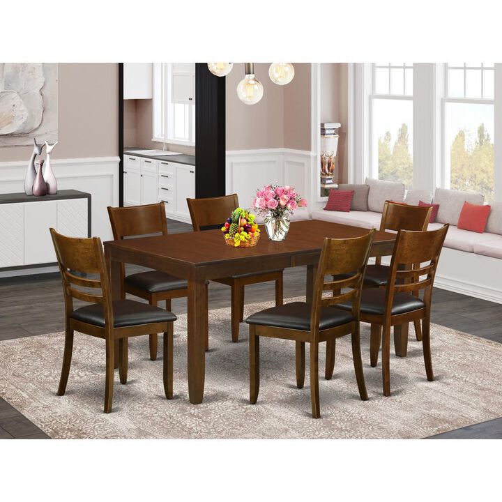 7 Pc Dining room set for 6-Table with Leaf and 6 Kitchen Chairs