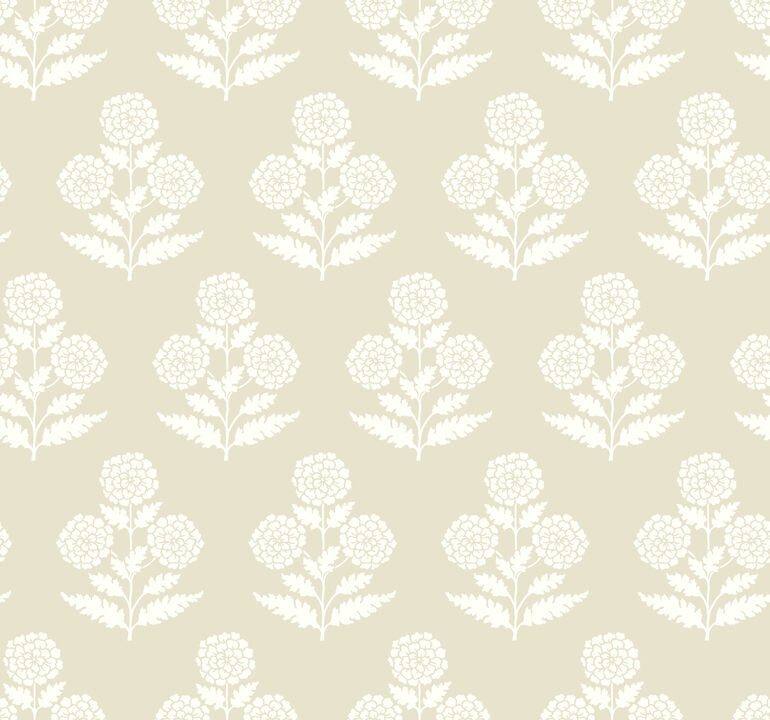 Souci Beige Marigolds Wallpaper